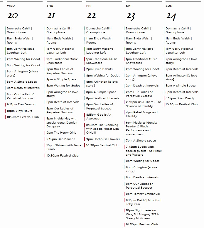 Galway International Arts Festival programm